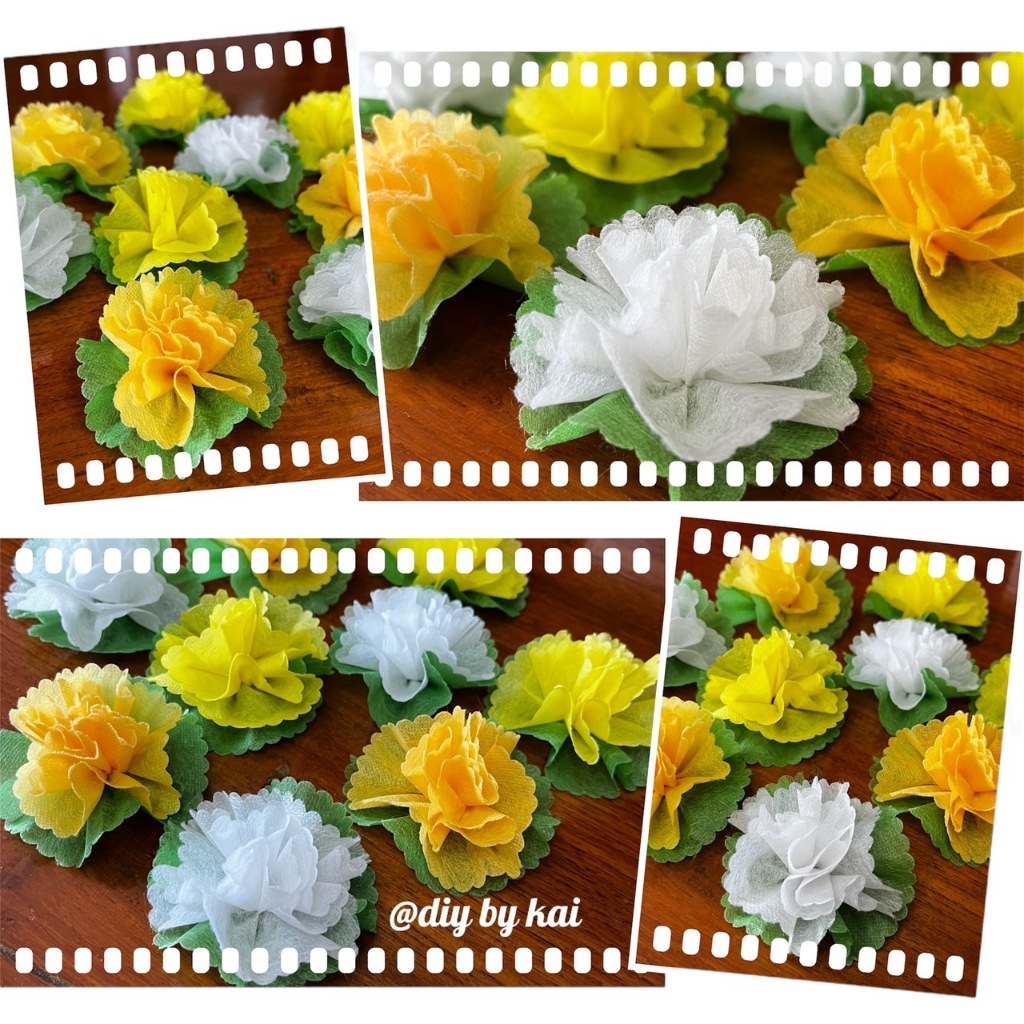 กระดาษสาห่อเหรียญ ดอกดาวเรือง ดอกมะลิ ใบเขียวเข้ม ( 3 ห่อ )