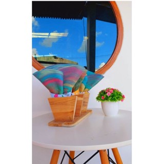 ที่พักเครป 3 ช่อง สไตล์มินิมอล ทำจากไม้สัก ของตกแต่งร้าน