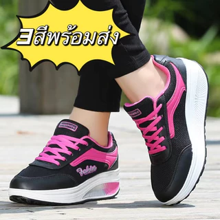New รองเท้าผ้าใบ รุ่นใหม่ รองเท้าเพิ่มความสูงสำหรับผู้หญิง น้ำหนักเบา ใส่เดินสบาย .A076