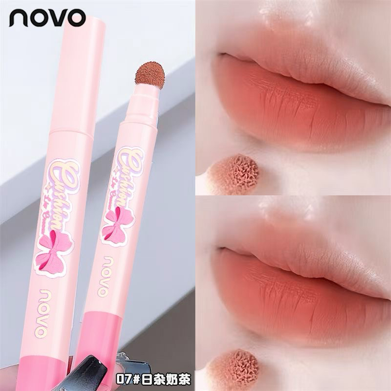 6195 (ใหม่/แท้) NOVO คุชชั่นลิป ลิปกลอส เนื้อกำมะหยี่ เวลเวท ครีมมี่ เนื้อนุ่มละมุนปาก สีชัด ติดทน กันน้ำ