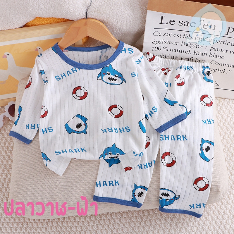 ชุดนอนเด็ก ชุดนอนเด็กลายการ์ตูน 7 ส่วน ผ้าฝ้ายผ้าใยไผ่ เนื้อผ้าบาง นุ่ม ชุดเซ็ท 2 ชิ้น #65 - รูปที่ 5