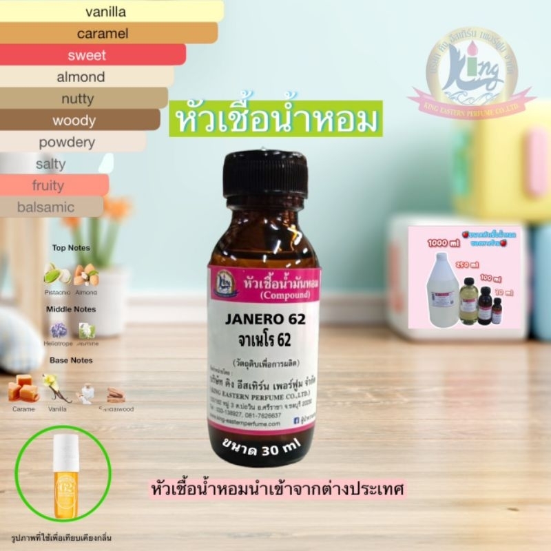 กลิ่นJANERO 62(เจเนโร 62)หัวเชื้อน้ำหอม100%ขนาด30ml