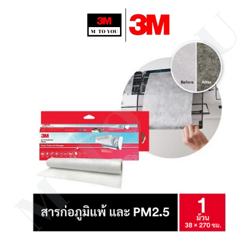 3M 9808 แผ่นดักจับสิ่งแปลกปลอมในอากาศ เอซี ฟิลเตอร์, สีขาว ชนิดม้วนและชนิดแผ่น