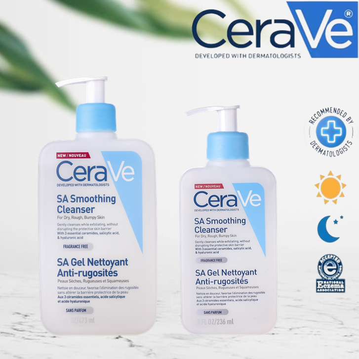 CeraVe Sa Smoothing Cleanser 236/473ml คลีนซิ่ง โฟมล้างหน้า เจลล้างหน้า โฟม cleansing balm ล้างหน้า ลดสิว คลีนเซอร์
