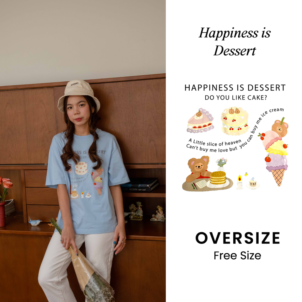 เสื้อยืด oversize Bonnie - Dessert pastel blue