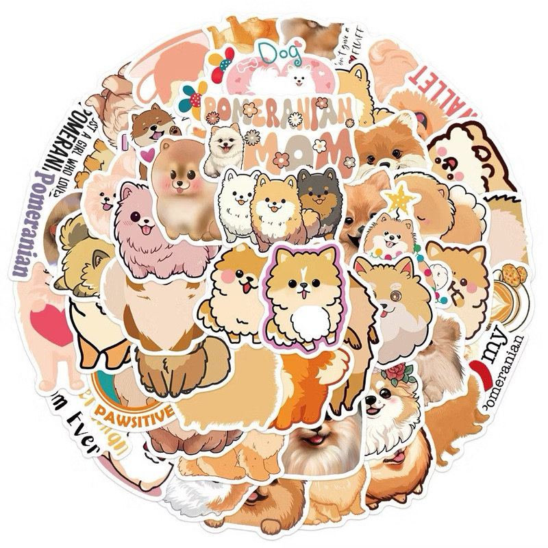 สติ๊กเกอร์ Pomeranian 48 ปอม 50ชิ้น น้องหมา pom คอกี้ ไซบีเรียน ฮัสกี ชิบะอินุ Alaskan Siberian Husky corgi คอร์กี้ dog