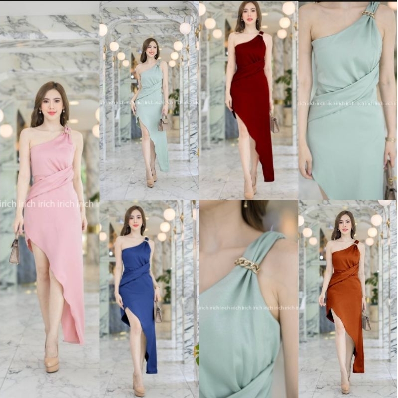 ShopBypuy ชุดราตรีออกงานไหล่เบี่ยงแต่งอะไหล่ เข้าครบสี