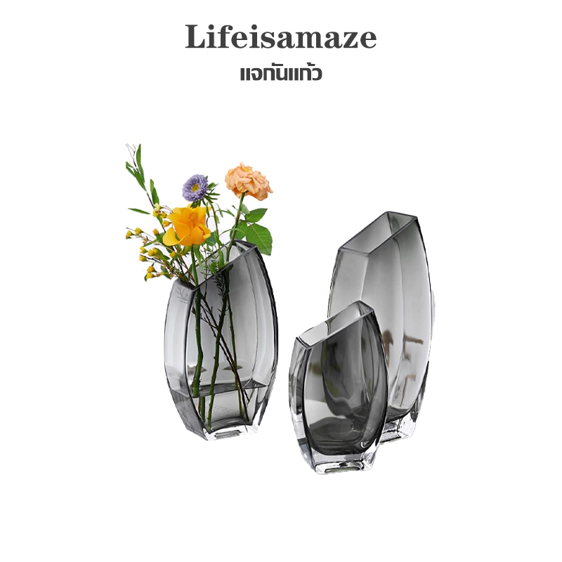 แจกันดอกไม้ Vase แจกันแก้ว แสงหรูหรานอร์ดิกระดับไฮเอนด์สร้างสรรค์แจกันแก้วน้ำปลูกดอกไม้ห้องนั่งเล่นโต๊ะรับประทานอาหารการ