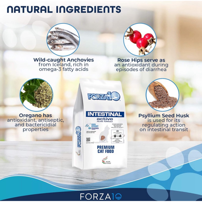 *พร้อมส่ง อาหารแมวท้องเสียง่าย ปรับสมดุลลำไส้  รสชาติ ปลาเอนโชวี่  Forza10 Active Intestinal Support