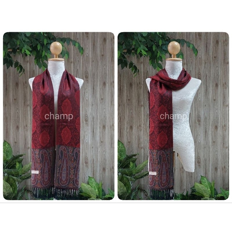 ผ้าพันคอ ผ้าคลุมไหล่ ลายไทย เนื้อผ้านิ่ม ลายสวย