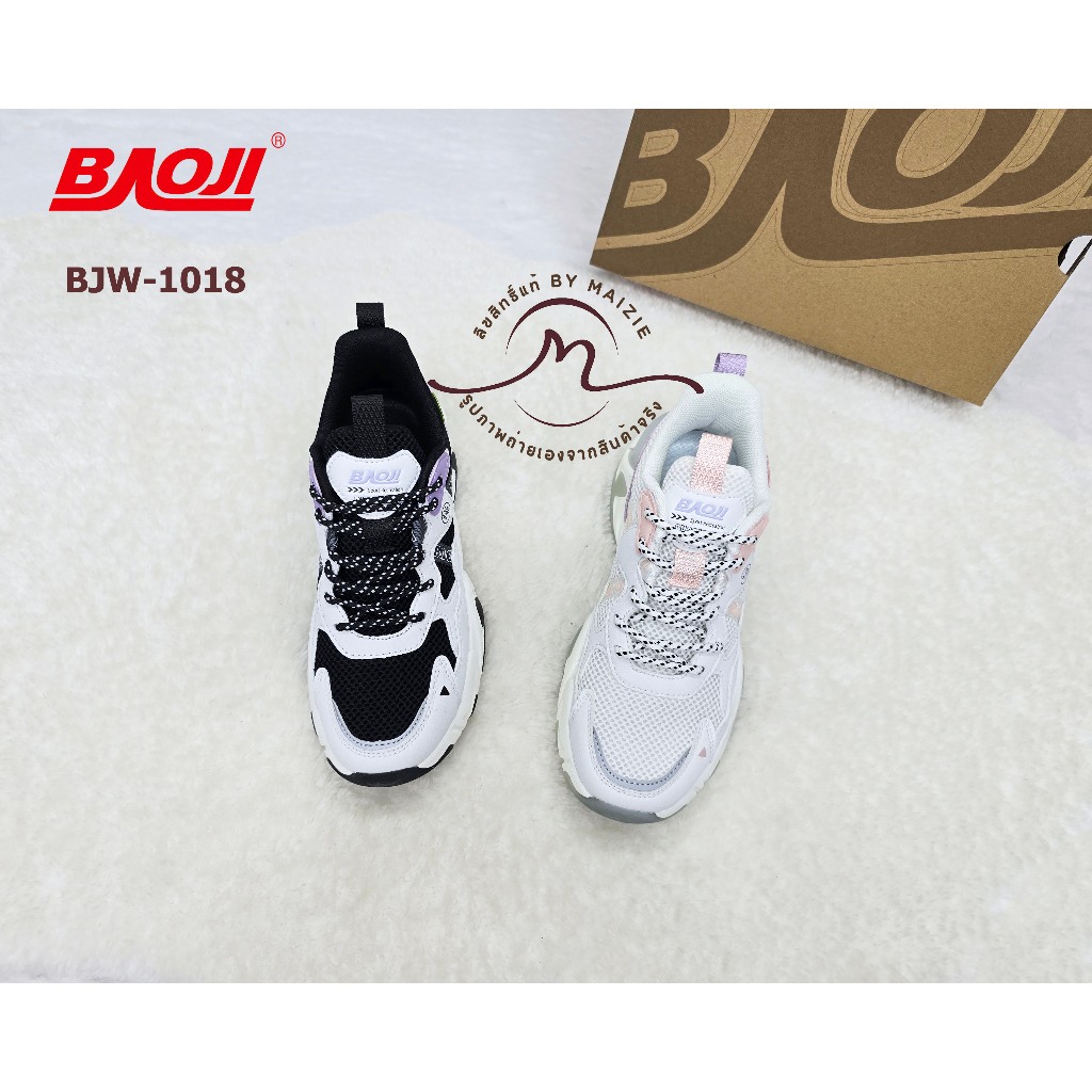 **BAOJI** [ลิขสิทธิ์แท้ ตัวแทนขายเอง] (BJW-1018) รองเท้าผ้าลำลอง มียางกันลื่นเอ็นแก้ว *ผู้หญิง* ส้นสูง 5 ซม.