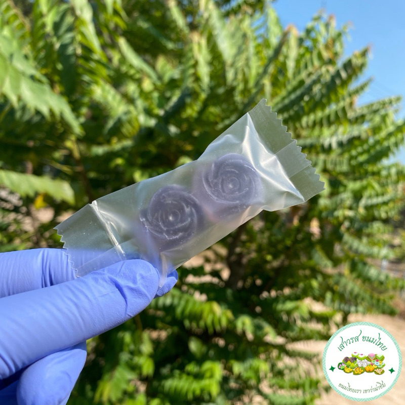 วุ้นกรอบรสมะลิอัญชัน ร้าน เสาวรส ขนมไทย