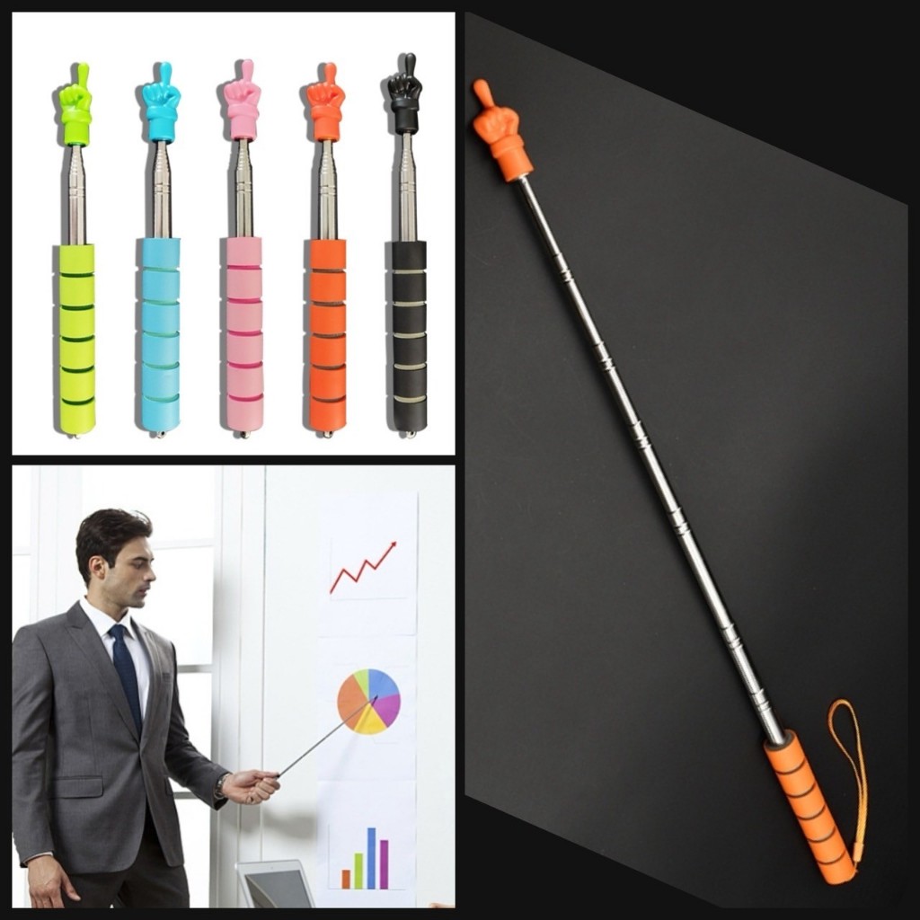 🌈 ไม้ชี้ ด้ามยาง ไม้สอนหนังสือ ชี้จุด ชี้เป้า กระดาน อุปกรณ์ช่วยสอน อ่านหนังสือ ครู ปรับสั้น-ยาว ยืดหดได้ สแตนเลส 🌈