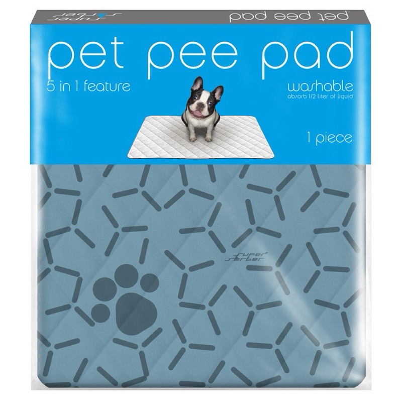 Sฟ้า1แถม1แผ่นรองฉี่สัตว์เลี้ยงซักได้ PetPeePad เพ็ทพีแพดแผ่นปูรองกรง แผ่นปูรองถาดอาหาร ช่วยฝึกขับถ่าย ผ้าซับฉี่กันซึม
