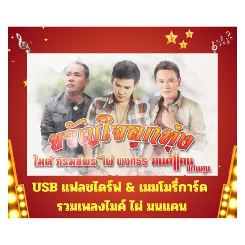 usb แฟลชไดร์ฟ & เมมโมรี่การ์ด รวมเพลงขวัญใจลูกทุ่ง ไผ่ ไมค์ มนแคน