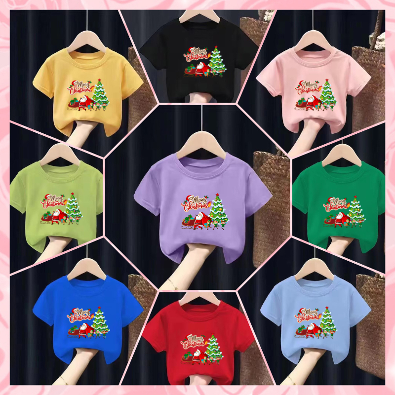 Hot2024 เสื้อยืดเด็กพิมพ์ลายการ์ตูน วันคริสมาส Merry Christmas ผ้าฝ้าย Pattern 569