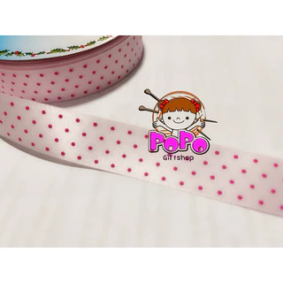 ริบบิ้นผ้าต่วน ลายจุด 7 สี สูง 2.2 ซม 100 ซม 10 บาท