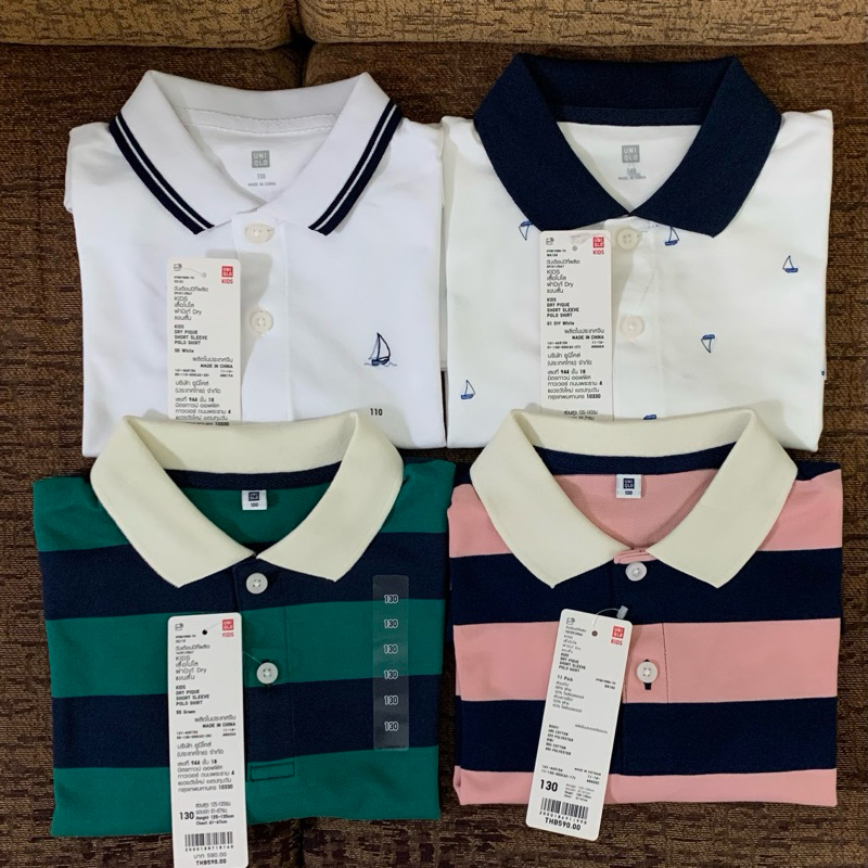 Uniqlo เสื้อโปโล แขนสั้น ผ้าปิเก้ เด็ก Size 110-150