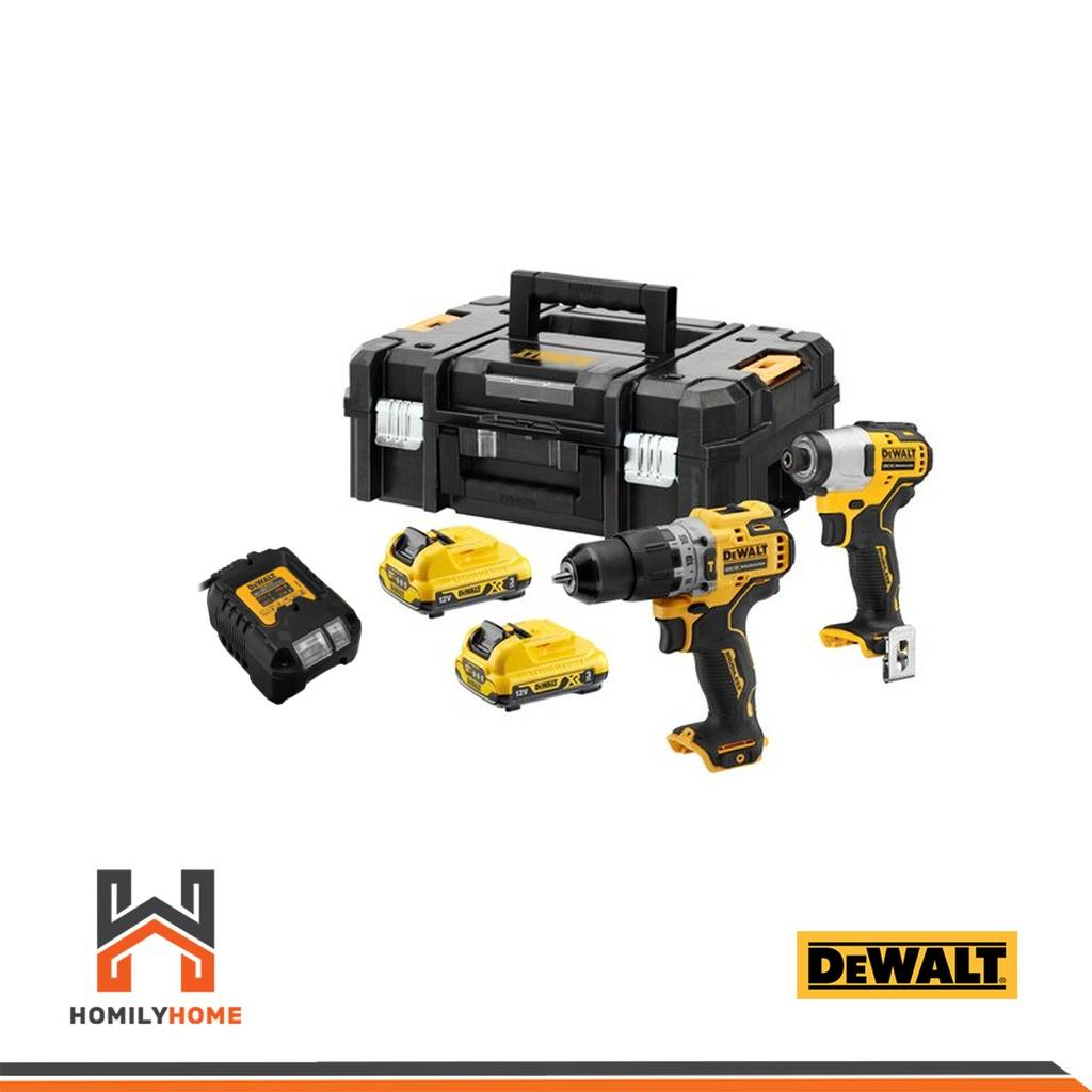 DEWALT ชุดสว่านกระแทก DCD706 + ไขควงกระแทก DCF801 12V ไร้แปรงถ่าน รุ่น DCK2111L2T-B1
