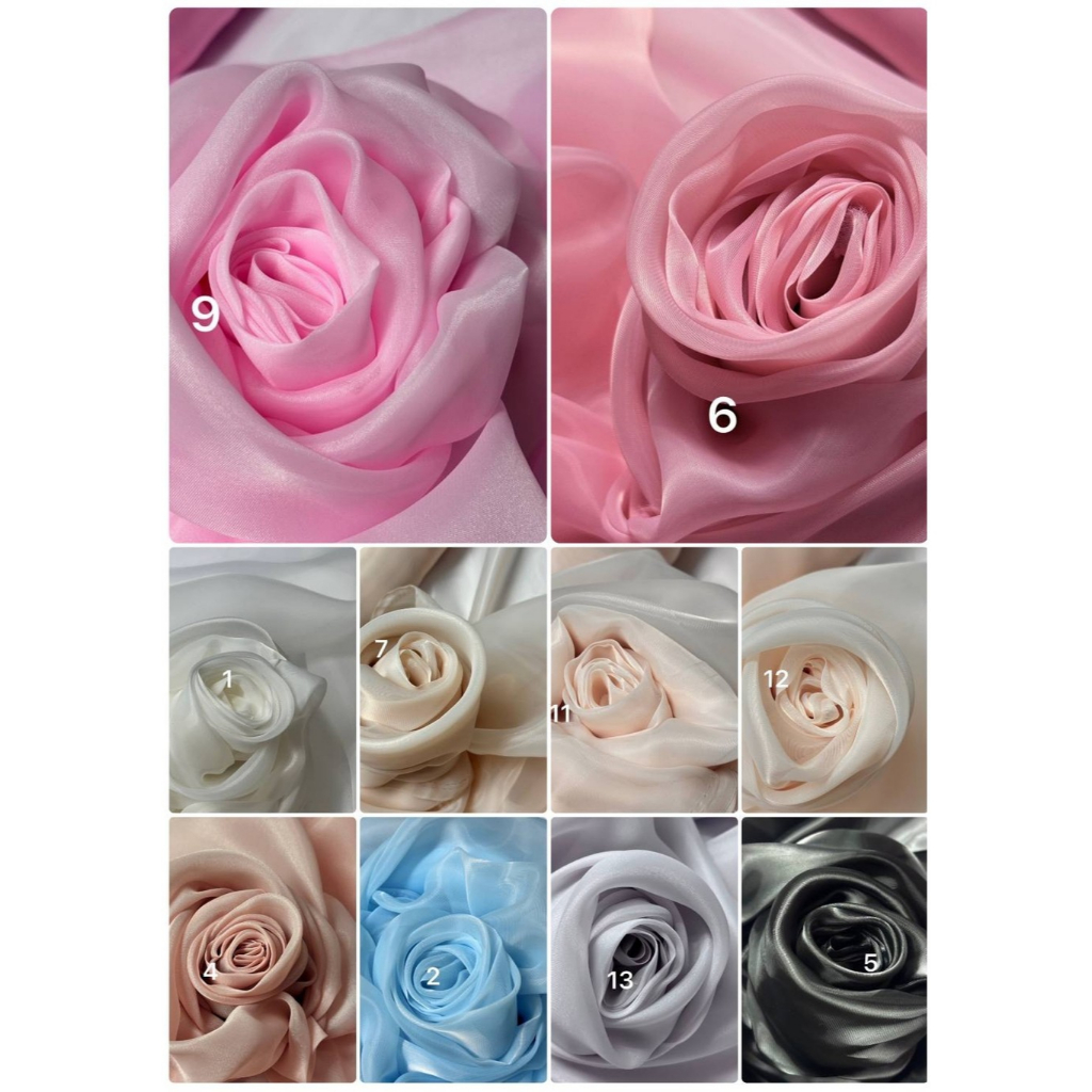 ผ้าออแกนดี้ ไหมกระจก 58" ผ้าเมตร/หลา ตัดชุด ประดับตกแต่ง จัดดอกไม้ ตัดยาวต่อเนื่อง