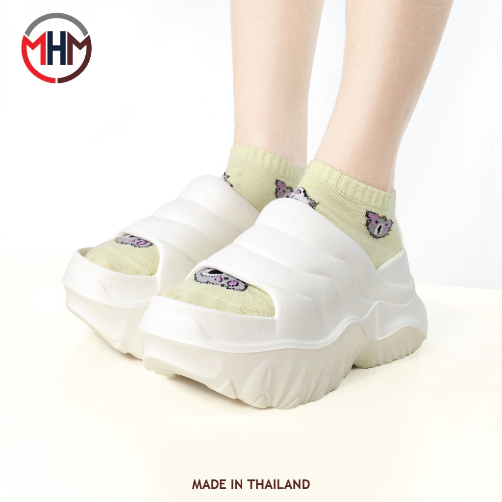 Hello Pony รองเท้าแตะส้นสูง แฟชั่นส้นสูง 7 CM. ใช้วัสดุ EVA พื้นนุ่ม น้ำหนักเบา กันลื่น สินค้าผลิตจากไทย รุ่น MHM4001