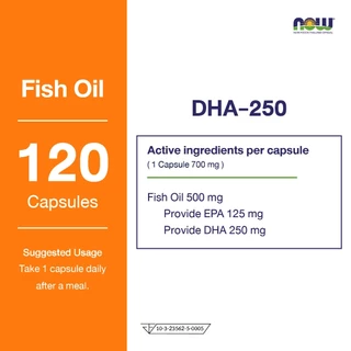 Now Foods DHA-250 DHA250/EPA125 120 Softgels นาวฟู้ดส์ น้ำมันปลาโอเมก้า 3 ดีเอชเอ 250 อีพีเอ 125