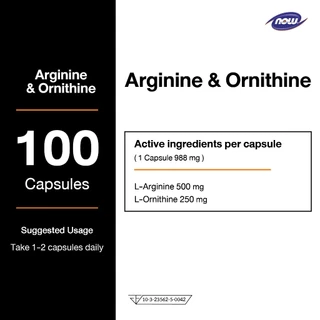 Now Sports Arginine & Ornithine 500 mg / 250 mg, นาวสปอร์ต อาร์จินีน ออร์นิทีน 100 แคปซูล