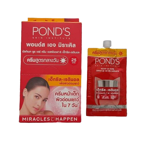 ( 6 ซอง) พอนด์ส เอจ มิราเคิล อัลทิเมท ยูธ เดย์ ครีม Pond'S Age Miracle Ultimate Youth SPF18 Day Cream 6 กรัม