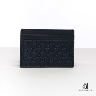 NEW GUCCI CARD SLOT SHORT BLUE NAVY GG EMBOSSED