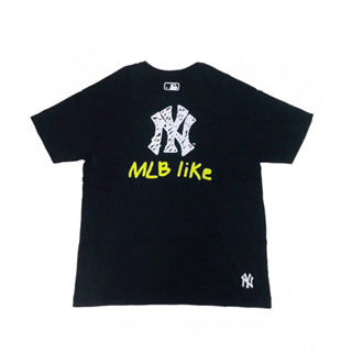 เสื้อยืดแขนสั้น โอเว่อรไซส์ พิมพ์ลายหน้าหลัง MLB สไตล์เกาหลี