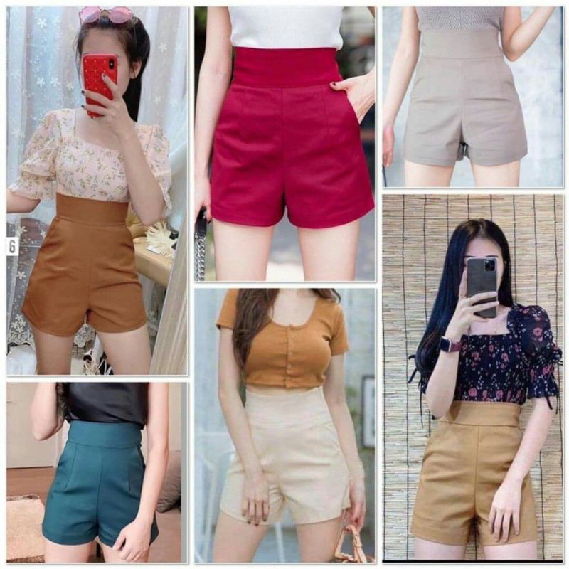 กางเกงขาสั้นซิปหลัง ผ้าซาร่าห์ มีกระเป๋า2ข้าง