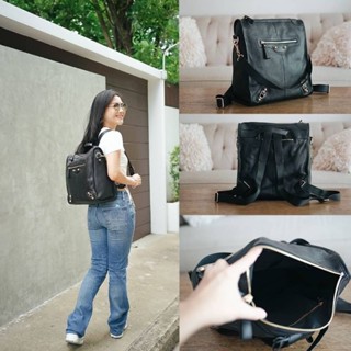 กระเป๋าหนังแท้ ทรงเป้ Bl backpack medium bag Unisex ใช้ได้ทั้งผู้หญิงผู้ชาย คุณภาพหนังแท้นุ่ม