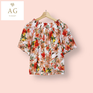 เสื้อ A.G plus ผ้าโพลีเนื้อดี ไซด์ -  M   อก 46-52 ยาว 22.5 นิ้ว  เสื้อทรงสวยน่ารักมาก ผ้าสวย ใส่ได้หลายแบบ ลายดอกสวย