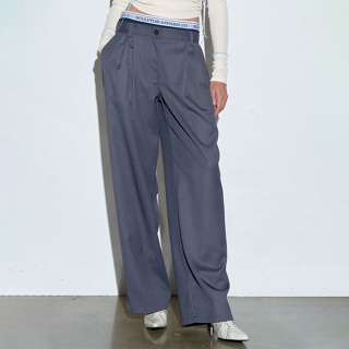 Sculptor Peekaboo Lowrise Pin Tuck / Pintuck Pants Gray / Black