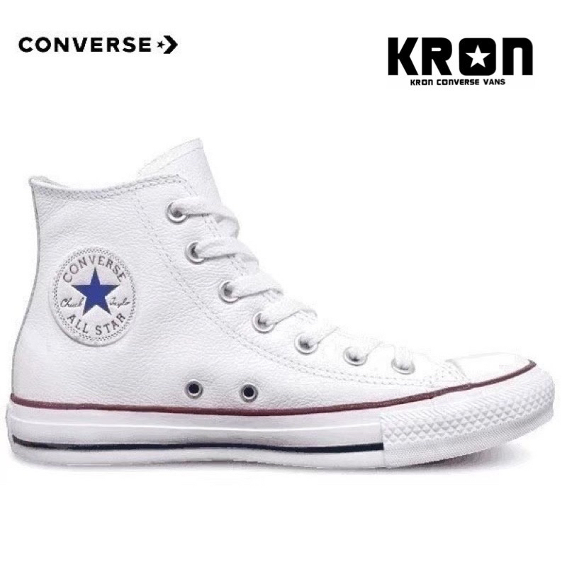 ลิขสิทธิ์แท้ 100% รองเท้าผ้าใบหนัง CONVERSE ALL STAR LEATHER HI WHITR ผ้าใบหุ้มข้อหนังแท้ สีขาว