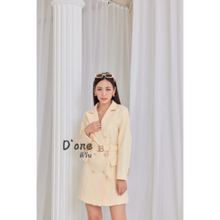 Lalisa999ราคาถูกที่สุด!! Summer D 9986 Blazer dress กระดุมสีทอง+เข็มขัด