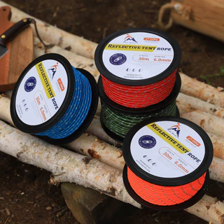 เชือก เต๊นท์ Reflective Tent Rope เชือกม้วน สะท้อนแสง สารพัดประโยชน์ ขนาด 6 มม. ยาว 30 เมตร สุดคุ้ม (สินค้าส่งจากไทย)