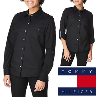 (Used Like New) แท้💯Tommy Hilfiger Button-Down Shirts for Women เสื้อเชิ้ตสีดำ A8