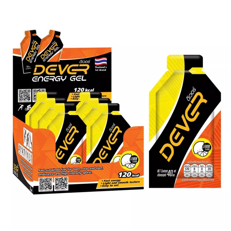 DEVER vital energy (ดีเวอร์เจลให้พลังงาน)เกลือแร่ เจลวิ่งสำหรับนักกีฬานักวิ่ง 40 ML. แพ็ค 6 ซอง