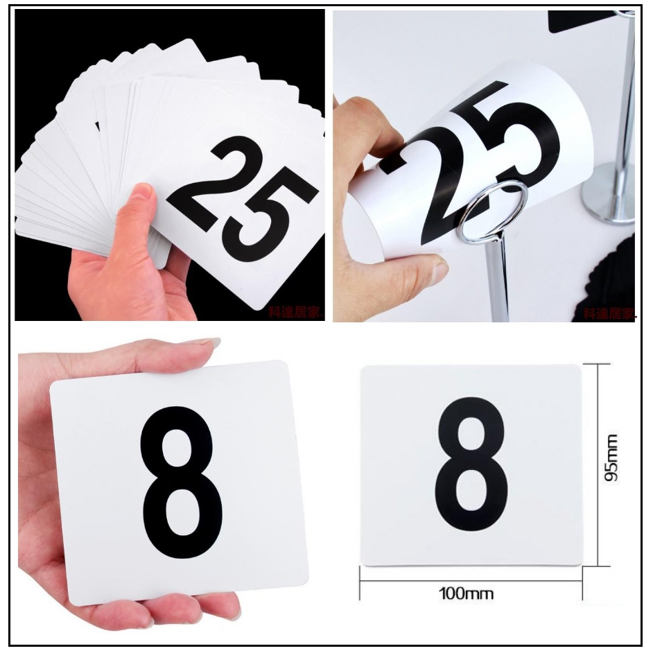 ป้ายหมายเลขโต๊ะPVC เบอร์โต๊ะ 1-25 /26-50/1-100 Table Numbers Set