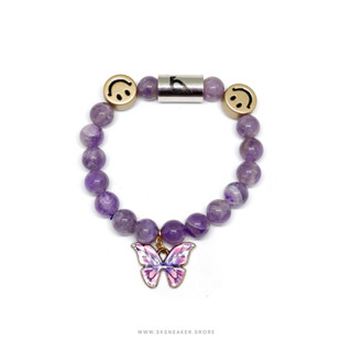 CROWCINZ SMILEY AND BUTTERFLIES BRACELET PURPLE