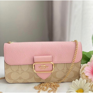 🎀(สด-ผ่อน) CE693 ขนาด 7.7 นิ้ว เบจซีชมพู Morgan crossbody