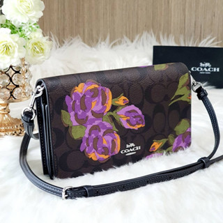 🌟รุ่นใหม่ Coach Anna Woc ลายกุหลาบ💜🌹