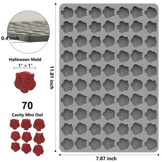 แม่พิมพ์วุ้นจิ๋ว แม่พิมพ์เยลลึ่ พิมพ์ซิลิโคน นกฮูก Halloween 70 ช่อง