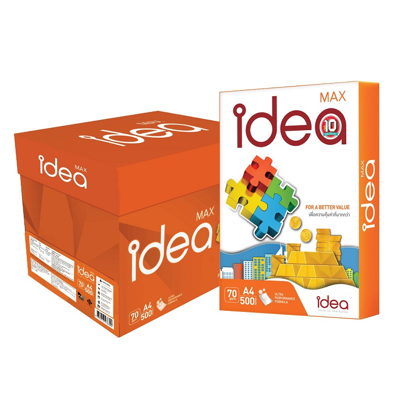 กระดาษ A4 idea Max70แกรม รีมละ 500 แผ่น (1ใบสั่งซื้อ ไม่เกิน 5 รีม)(ราคาต่อรีม)