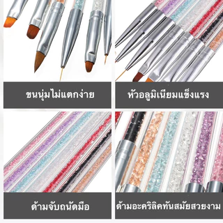 พู่กันสำหรับตกแต่งเพ้นท์เล็บ ด้ามอะคริลิคสีสันสดใส สวยทันสมัย 7แบบ7สี 🌈พร้อมส่งในไทย 🌈