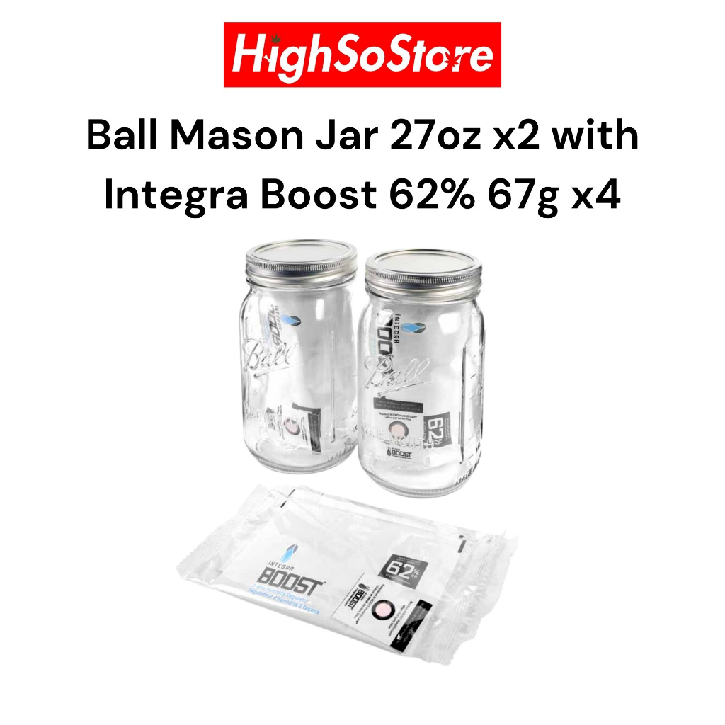 🚚พร้อมส่ง 🚚ส่งไว โหลแก้ว Ball  Mason Jar 27oz x2 with Integra Boost 62% 67g x4