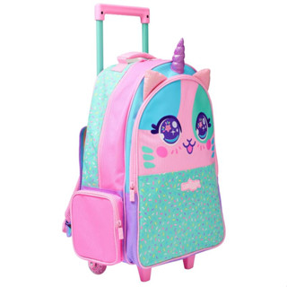 Smiggle Trolley Backpack With Light Up Wheels กระเป๋าล้อลากสมิกเกอร์  ลาย ล้อลาก-เเมวมิ้น ขนาด 18” พร้อมส่งในไทย