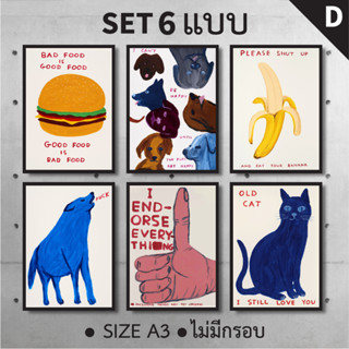 (Set 6 แบบ) โปสเตอร์ David Shrigley 4 โปสเตอร์ติดผนัง ภาพวาดตกแต่งผนัง โปสเตอร์แต่งห้อง