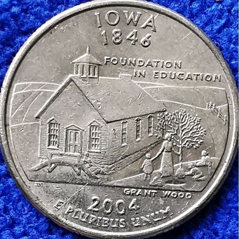 เหรียญ​สหรัฐอเมริกา​ USA, 1 Quarter, (ชุด​State​ Quarter, Iowa), #​3064T, ใช้แล้ว